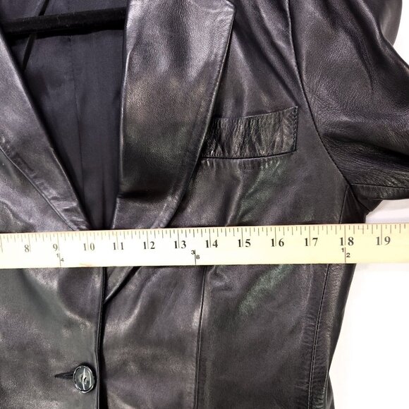 Mac Douglas Leather Jacket Vintage 1980 Paris Black Blazer Size 40 Lambskin - Picture 6 of 14